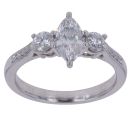 Platinum 1.00ct Marquise and Brilliant Cut Diamond Trilogy Ring