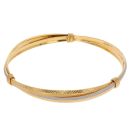 22ct Yellow and White Gold Diamond Cut Twist Patterned Bangle