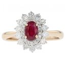 9ct Yellow Gold 0.52cts Diamond And Ruby Ring