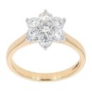 18ct Yellow Gold Certificated Diamond Cluster Ring
