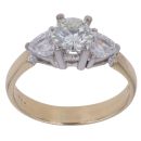 14ct Yellow Gold 1.25ct Brilliant and Trillion Cut Diamond Trilogy Ring