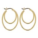 Gold Plated Silver Duo Oval Hoop  Earrings