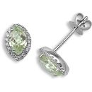 18ct White Gold Diamond 0.15ct Peridot-0.68ct Studs