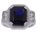 14ct White Gold 0.40ct Brilliant Cut Diamond and Created Sapphire Cluster Ring