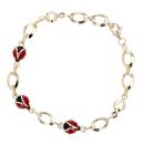 14ct Yellow Gold Enamel Ladybird Bracelet 6"