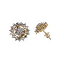 14ct Yellow Gold 2.52ct Brilliant Cut Diamond Cluster Earrings