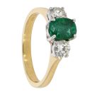 18ct Yellow Gold Emerald and Diamond Ring
