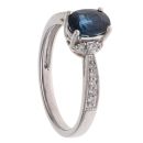 18ct White Gold 0.10ct Diamond and Sapphire Ring