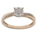 9ct Yellow and White Gold 0.20ct Brilliant Cut Diamond Cluster Ring