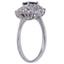 18ct White Gold 0.75ct Diamond and Sapphire Cluster Ring