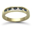 9ct Yellow Gold 0.50ct Diamond & Sapphire Half Eternity Ring