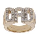 9ct Yellow and White Gold Cubic Zirconia Patterned Dad Ring