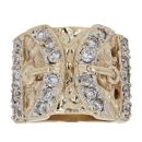 9ct Yellow Gold Cubic Zirconia Double Buckle Ring