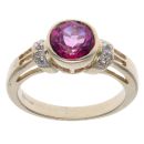 9ct Yellow Gold Pink Tourmaline and Cubic Zirconia Fancy Ring