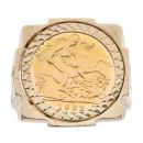 9ct Yellow Gold 1982 Elizabeth II Half Sovereign Coin Ring