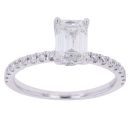 18ct White Gold 1.40ct Emerald and Brilliant Cut Lab Grown Diamond Solitaire Ring