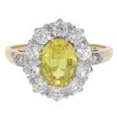 18ct Yellow Gold 1.00ct Diamond And Yellow Sapphire Cluster Ring