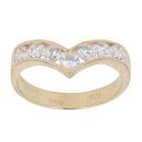 14ct Yellow Gold Cubic Zirconia Wishbone Ring