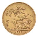 1873 Victoria Young Head UK Full Sovereign Coin