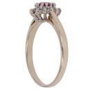 9ct Yellow Gold 0.10ct Brilliant Cut Diamond and Ruby Cluster Ring