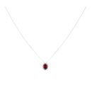 Silver Red Gemstone And Cubic Zirconia Cluster Pendant And Chain 18" By Icesia