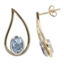 9ct Yellow and White Gold Aquamarine Stud Earrings