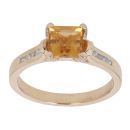 9ct Yellow Gold 0.10ct Diamond And Created Citrine Single Stone Ring