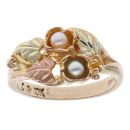 9ct Yellow and Rose Gold Pearl Leaf Patterned Ring