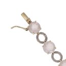 9ct Yellow Gold 0.10ct Diamond and Rose Quartz Fancy Bracelet 7"