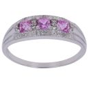 9ct White Gold 0.05ct Brilliant Cut Diamond and Sapphire Three Stone Ring
