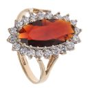 9ct Yellow Gold Cubic Zirconia and Garnet Cluster Ring