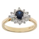18ct Yellow Gold 0.40ct Tinted Brilliant Cut Diamond and Sapphire Ring