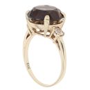 9ct Yellow Gold Smoky Quartz And Cubic Zirconia Ring