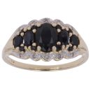9ct Yellow Gold 0.05ct Diamond And Sapphire Cluster Ring