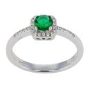 Silver Cubic Zirconia And Green Gemstone Cluster Ring by Icesia