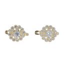 14ct Yellow Gold Cubic Zirconia Cluster Stone Set Earrings