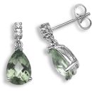 18ct White Gold Diamond 0.05ct Green Amethyst 2.38ct Earrings
