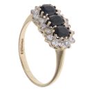 9ct Yellow Gold Sapphire and Cubic Zirconia Cluster Ring