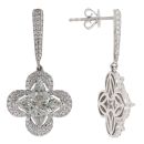 Platinum 2.83ct Star Pie And Brilliant Cut Diamond Clover Cluster Drop Earrings