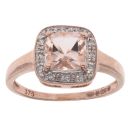 9ct Rose Gold 0.10ct Diamond And Morganite Cluster Ring