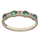 9ct Yellow Gold 0.15ct Diamond and Emerald Fancy Ring