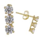9ct Yellow Gold Cubic Zirconia Trilogy Drop Earrings