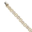 9ct Yellow Gold Cubic Zirconia Flower Bar Bracelet 7"