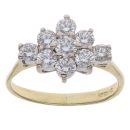 18ct Yellow Gold 0.90ct Brilliant Cut Diamond Cluster Ring