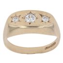 9ct Yellow Gold Cubic Zirconia Three Stone Signet Ring