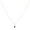 9ct Yellow Gold 0.05ct Diamond and Sapphire Cluster Pendant and Chain 18"
