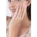 9ct White Gold 0.15ct Natural Diamond Retro Oval Cluster Twist Ring