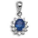 18ct White Gold Diamond 0.09ct Sapphire- 0.52ct Pendant