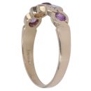 9ct Yellow Gold Cubic Zirconia and Amethyst Five Stone Ring