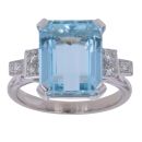 14ct White Gold 0.10ct Brilliant Cut Diamond and Aquamarine Ring